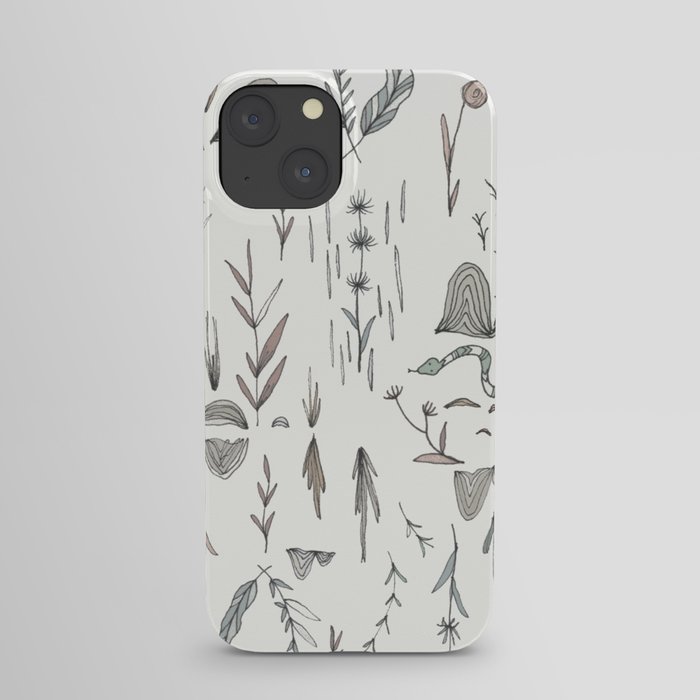 Abstract Woodland Pen and Ink and Watercolor Illustration iPhone Case