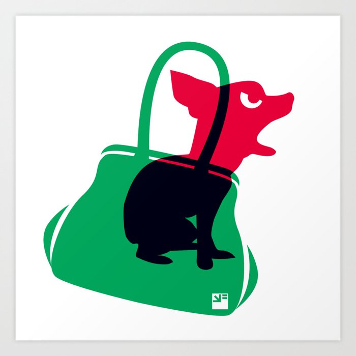 Angry animals: chihuahua - little green bag Art Print