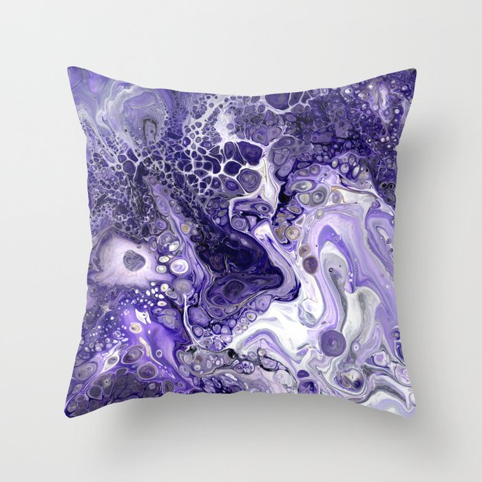 Purple Black White Lava Flow Throw Pillow