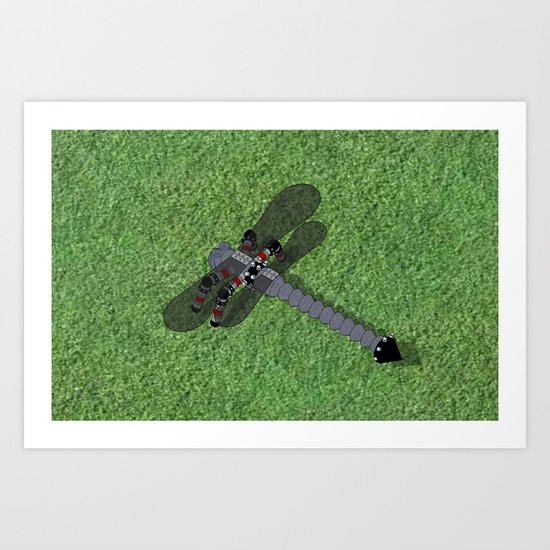 Mechanical Dragonfly Art Print