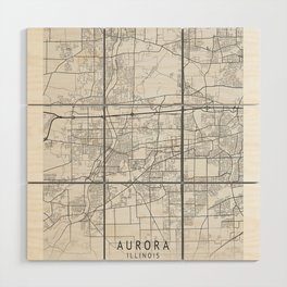 Aurora Illinois city map Wood Wall Art