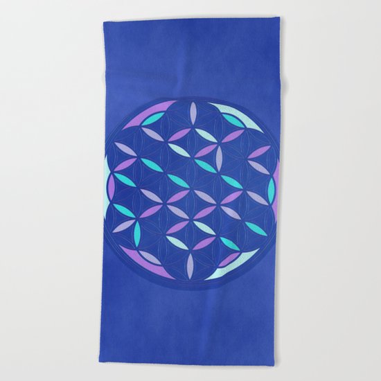 Flower of life 2017 blue Beach Towel