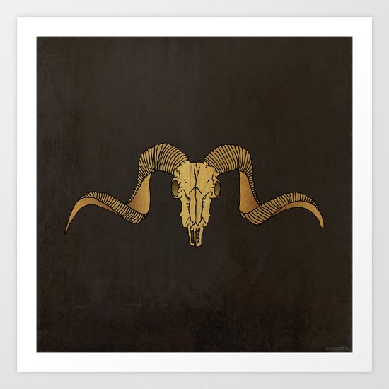 Line Skull 2 Dark Art Print