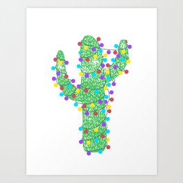 Festive Cactus Art Print