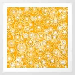 Magic Flowers (Orange and White) (D130) Art Print