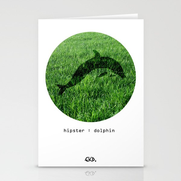 Hipster Dolphin. Stationery Cards