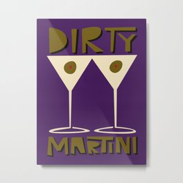 Dirty Martini Cocktail Metal Print | Graphicdesign, Dirtymartini, Mixology, Gold, Holiday, Cocktailglass, Homebar, Olives, Purple, Gallerywall 