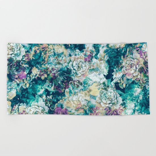 Frozen Flowers Beach Towel