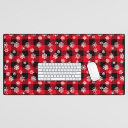 Red Buffalo Check – Snowflakes – Christmas Pattern Desk Mat