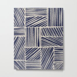 Navy Blue Striped Pattern #3 Metal Print