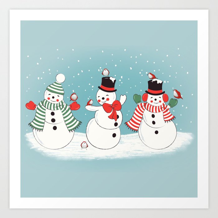 Snowman Winter Wonderland Art Print By Sunnybunny Society6