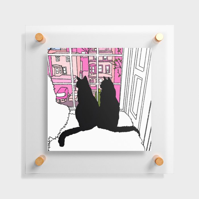 Window Cats Silhouette Spring Morning Floating Acrylic Print