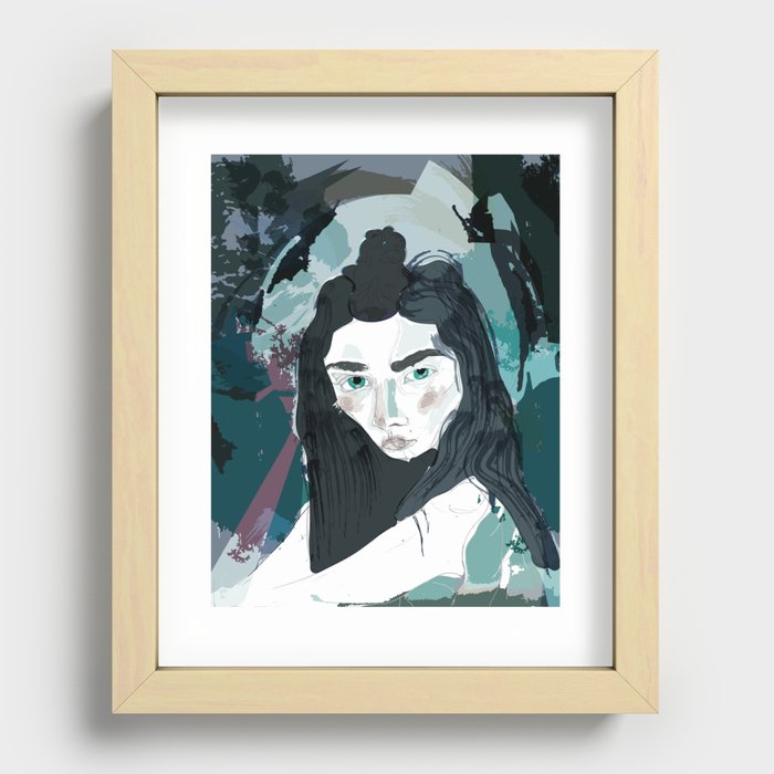 Blue Girl/Cold Shoulder Recessed Framed Print