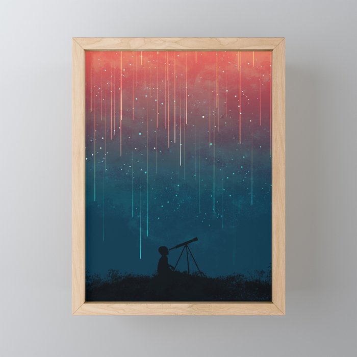 Meteor rain Framed Mini Art Print