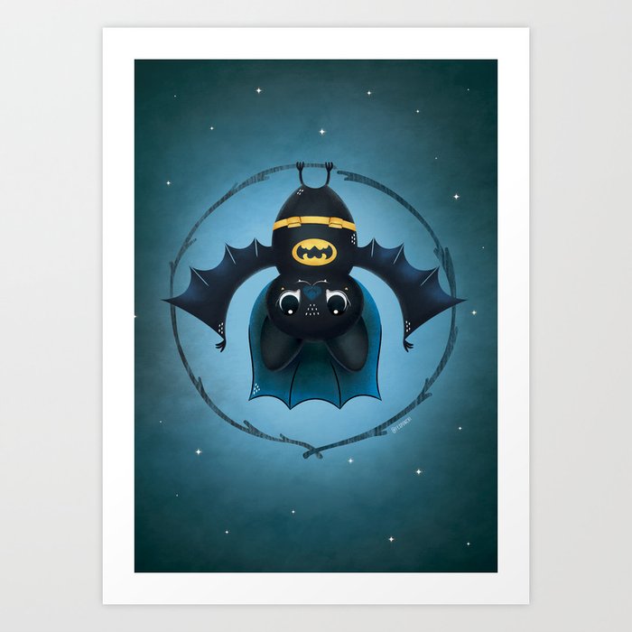 Super Hero Bat Cute Art Print