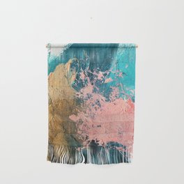 Coral Reef [1]: colorful abstract in blue, teal, gold, and pink Wall Hanging
