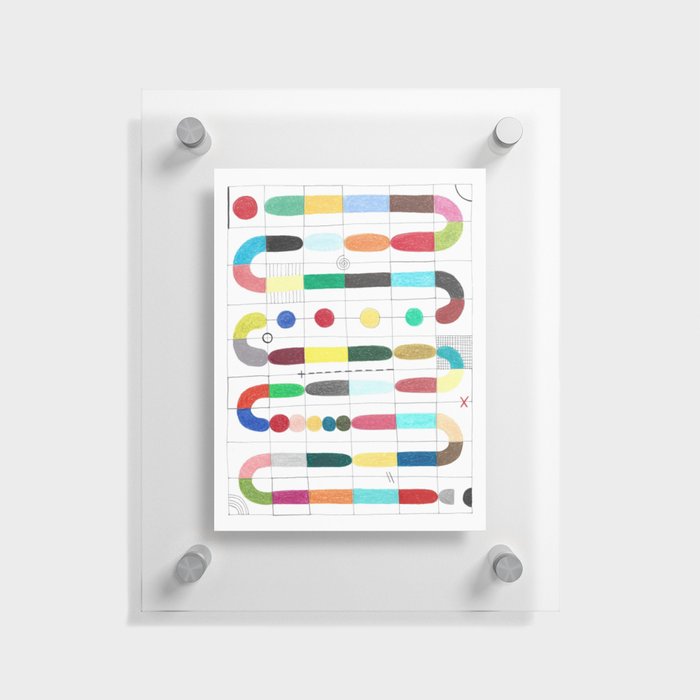 Colorful path. Abstract geometric colorful grid colored pencil whimsical original drawing of mysterious snake. Floating Acrylic Print