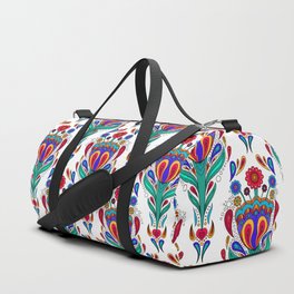 Scandinavian Style Folk Art Flower Pattern Duffle Bag