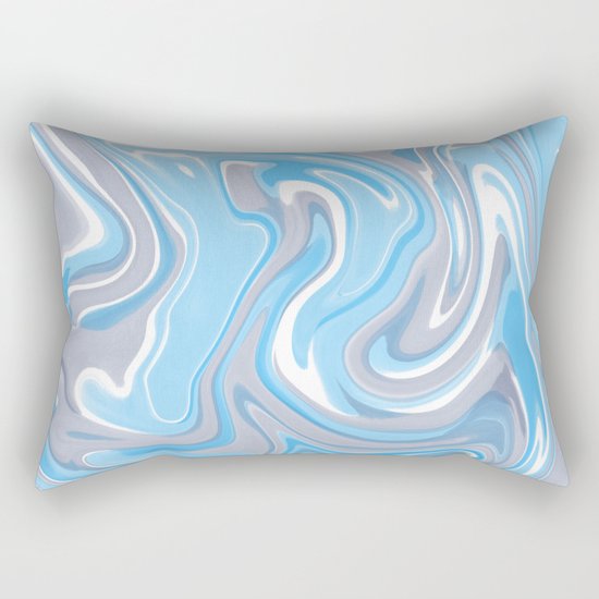 Blend of Blue and Grey Shades Marble Rectangular Pillow