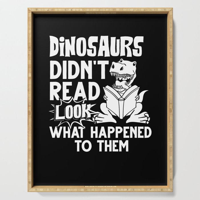 Dinosaur Book Reading Rex Read Funny Reader Serving Tray