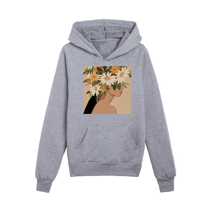 Woman With Flowers 3 Kids Pullover Hoodie