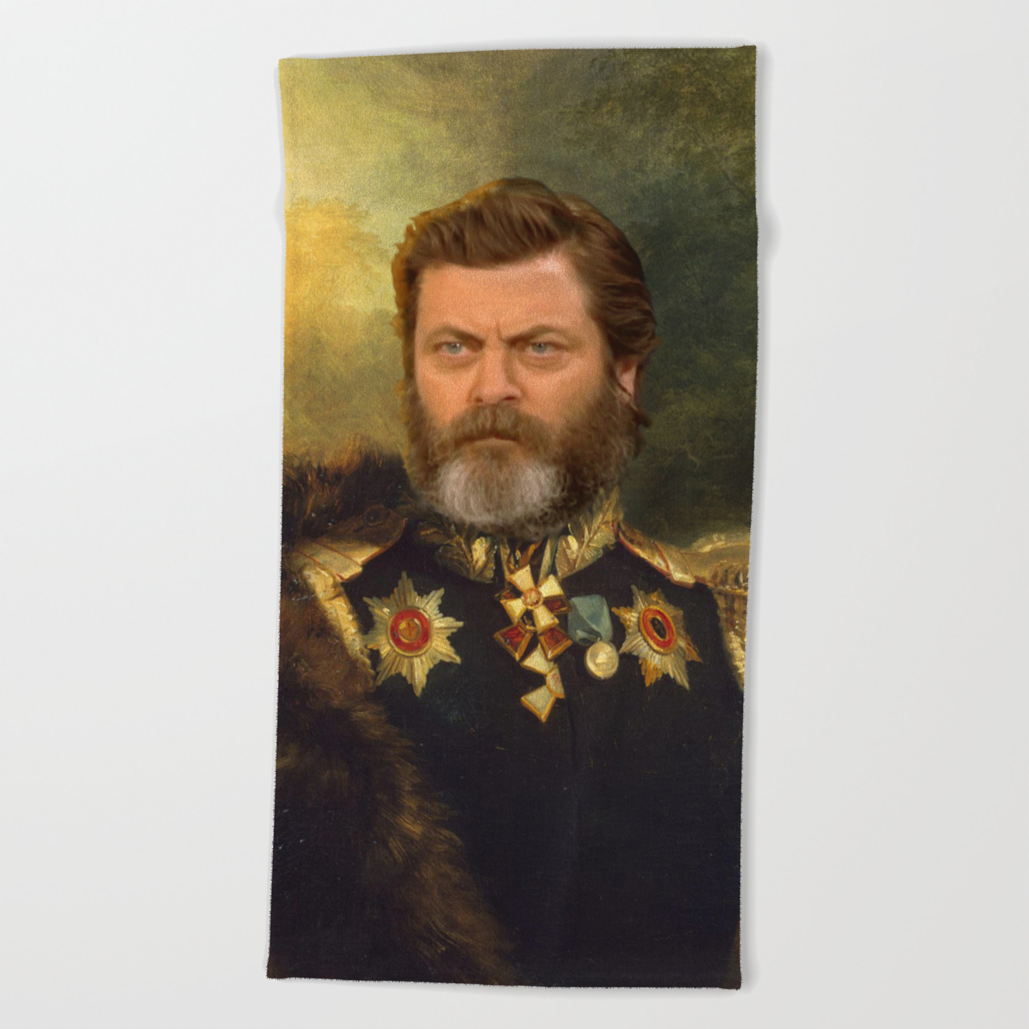 Nick Offerman Classical Painting Photoshop Beach Towel By