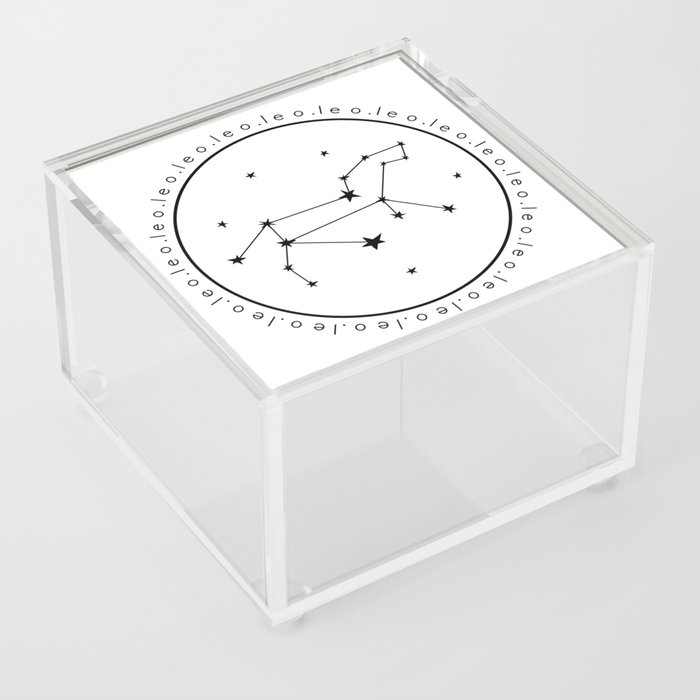 Leo Zodiac | Black & White Circle Acrylic Box
