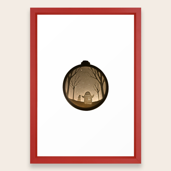 Penguin Playing In The Snow Christmas Bauble Paper Cut Framed Art Print By Melissagoh Society6
