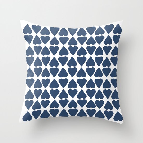 Diamond Hearts Repeat Navy Throw Pillow