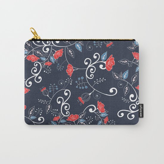 Floral Blue Carry-All Pouch