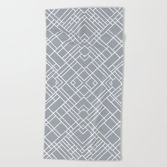 Map Outline 45 Grey Repeat Beach Towel