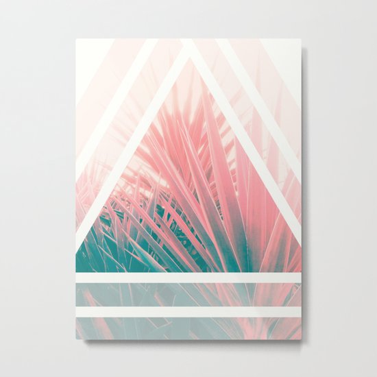 Pastel Palms into Triangle Metal Print