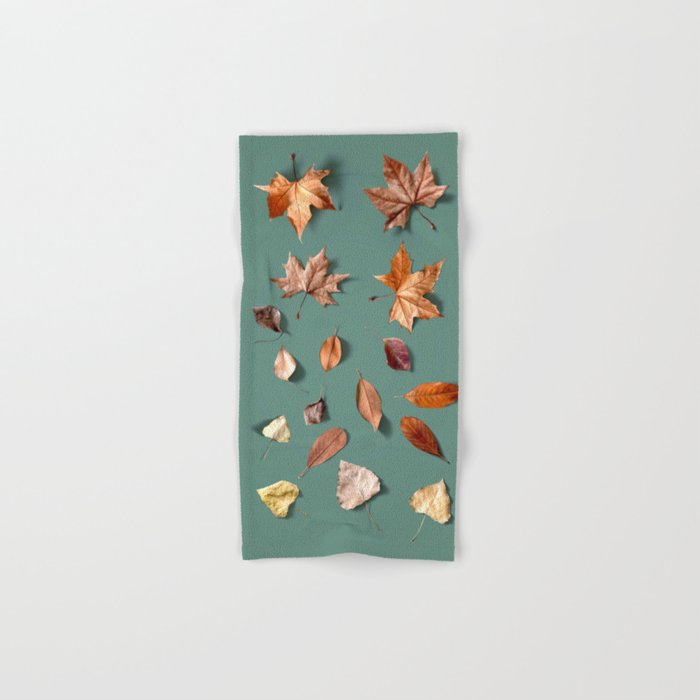 Forest Leaves Minimalism on Green Hand & Bath Towel