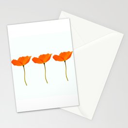 Three Orange Poppy Flowers White Background  Stationery Card