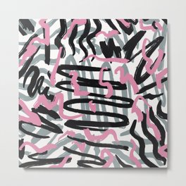 Line scribble pattern in pink and black Metal Print | Lineart, Contemporary, Decorative, Abstrct, Pattern, Scribble, Ink, Modern, Digital, Pop Art 