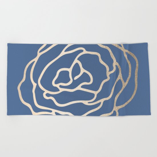 Flower in White Gold Sands on Aegean Blue Beach Towel