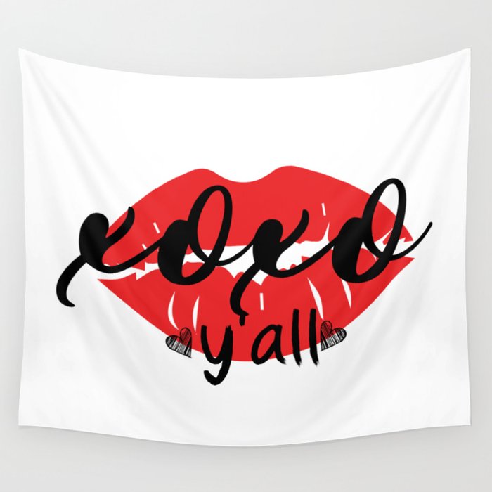  XOXO Y'all gift Valentine's Day, lips  Wall Tapestry