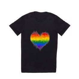 Rainbow heart LGBT Gay pride queer art T Shirt