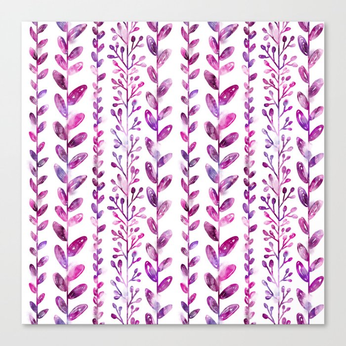 Pink watercolor leaves Canvas Print