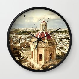 An aerial shot of the Parish Church of Saint Catherine, Zejtun Malta Wall Clock