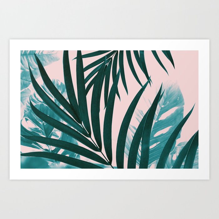 Palm & Monstera Leaves Mix #1 #foliage #decor #art #society6 Art Print