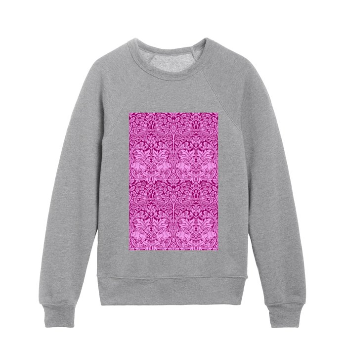 William Morris "Brer rabbit" 18 lavender on pink Kids Crewneck