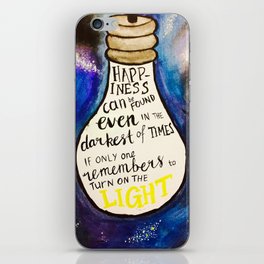 Lightbulb quote from H.P, "Happiness can be found even in the darkest of times..." iPhone Skin