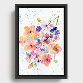 vintage flowers Framed Canvas