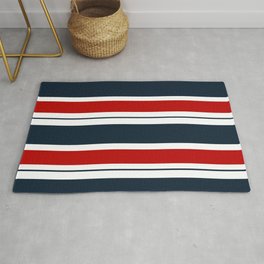 Red and Navy Blue Horizontal Stripes Area & Throw Rug