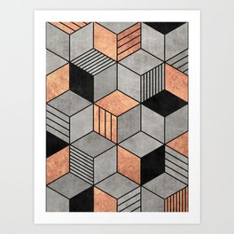 Concrete and Copper Cubes 2 Art Print