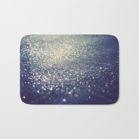 Glitter on Blue Bath Mat