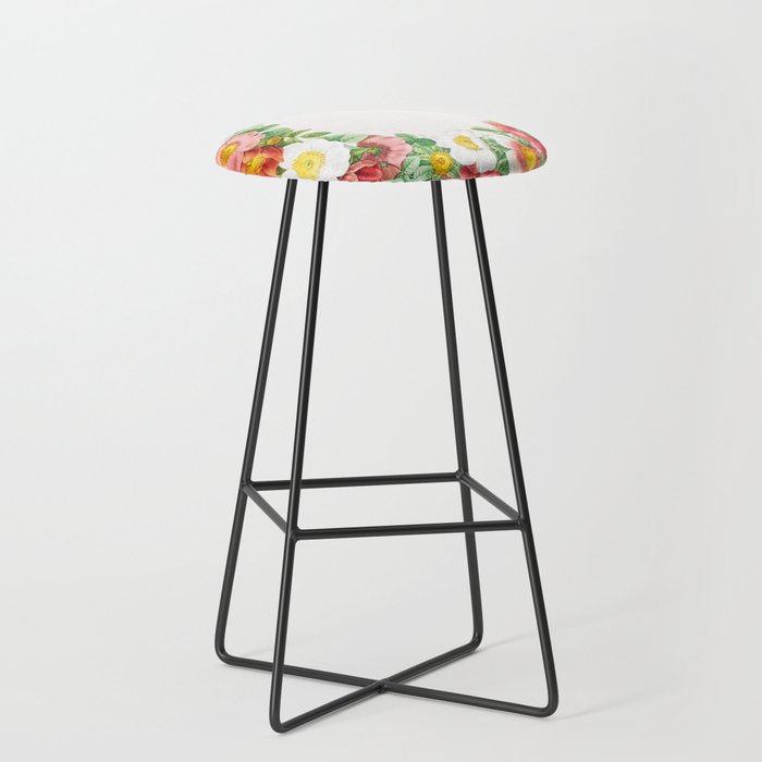 Roses from Les Roses by Pierre-Joseph Redouté Bar Stool