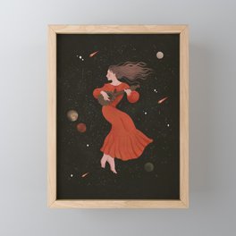 Mandoline Girl in the Night Sky Framed Mini Art Print