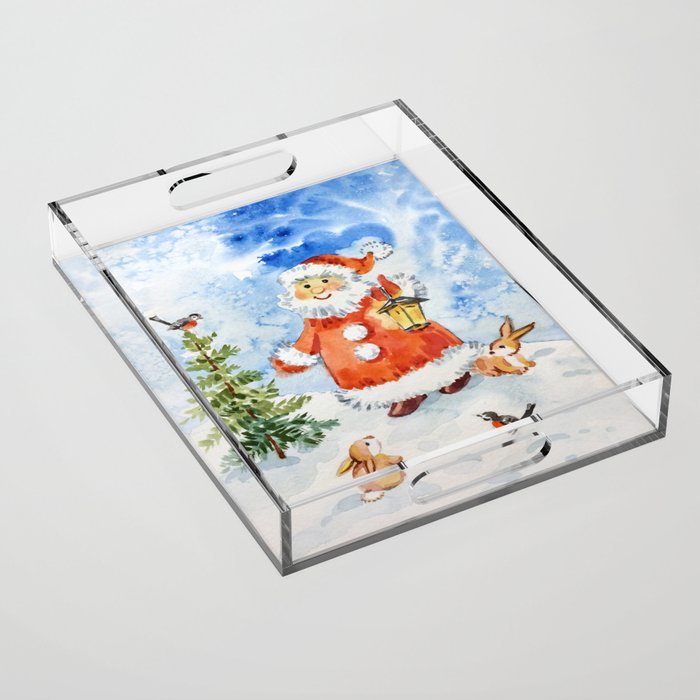 Santa Claus and his friends Acrylic Tray